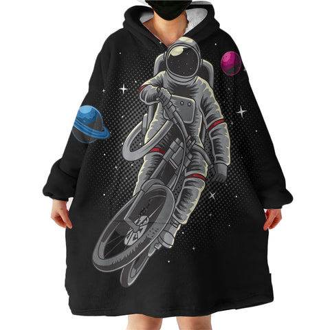 Image of Astronaut Driving Bicycle LKSPMA29  Hoodie Wearable Blanket