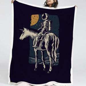 Astronaut Riding Horse LKSPMA30 Sherpa Fleece Blanket