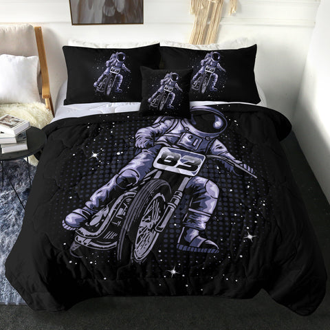 Image of Astronaut Riding Motorcycle LKSPMA31 Comforter Set