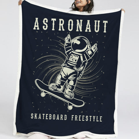 Image of Astronaut Freestyle With Skateboard LKSPMA32 Sherpa Fleece Blanket