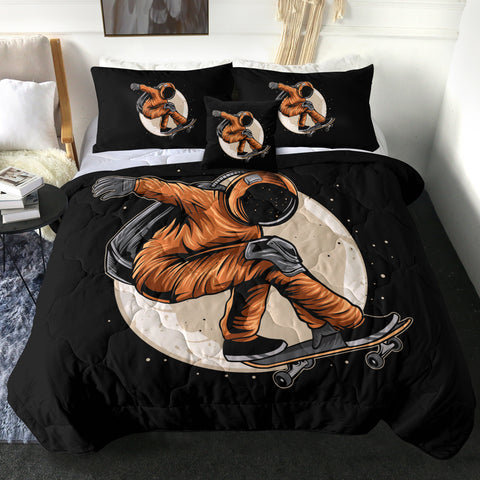 Image of Astronaut Skateboard On The Moon LKSPMA34 Comforter Set