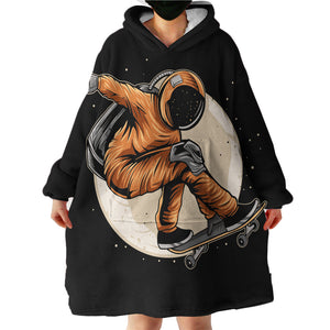 Astronaut Skateboard On The Moon LKSPMA34  Hoodie Wearable Blanket