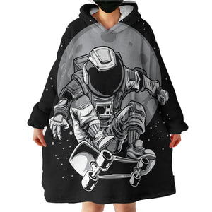 Black & White Astronaut LKSPMA35 Hoodie Wearable Blanket