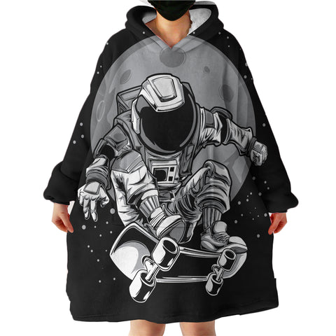 Image of Black & White Astronaut LKSPMA35 Hoodie Wearable Blanket