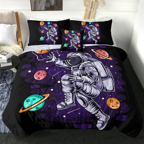 Image of Astronaut Playing Basketball LKSPMA36 Comforter Set