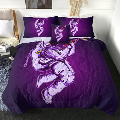 Image of Purple Astronaut With Gun LKSPMA38 Comforter Set