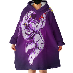 Purple Astronaut With Gun LKSPMA38 Hoodie Wearable Blanket