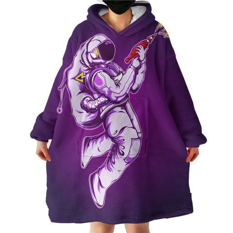 Image of Purple Astronaut With Gun LKSPMA38 Hoodie Wearable Blanket