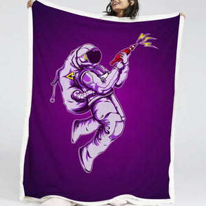 Purple Astronaut With Gun LKSPMA38 Sherpa Fleece Blanket