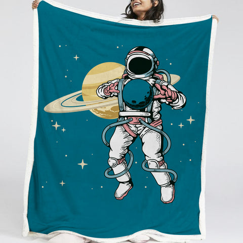Image of Astronaut Vintage LKSPMA43 Sherpa Fleece Blanket