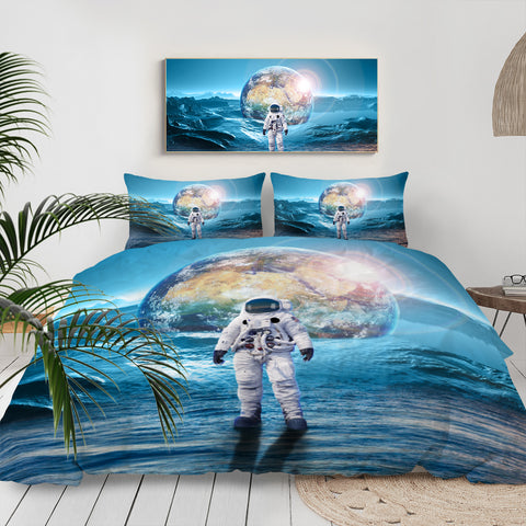 Image of Astronaut Standing Out Space LKSPMA46 Bedding Set