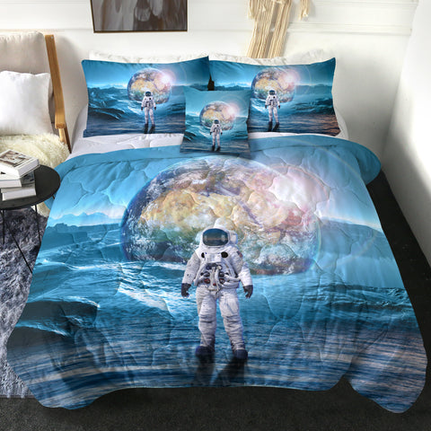 Image of Astronaut Standing Out Space LKSPMA46 Comforter Set