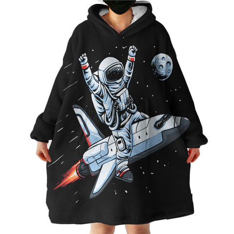 Image of Astronaut With Rocket LKSPMA48 Hoodie Wearable Blanket