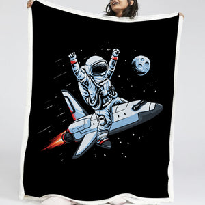 Astronaut With Rocket LKSPMA48 Sherpa Fleece Blanket