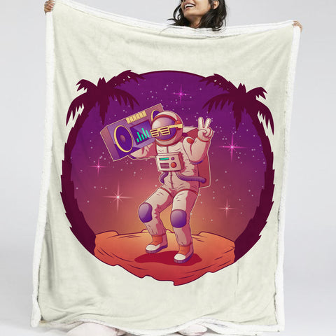 Image of Astronaut Dancing On The Space LKSPMA49 Sherpa Fleece Blanket