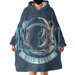 Blue Astronaut On The Deep Space LKSPMA50 Hoodie Wearable Blanket