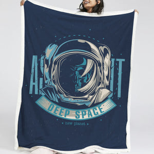 Blue Astronaut On The Deep Space LKSPMA50 Sherpa Fleece Blanket