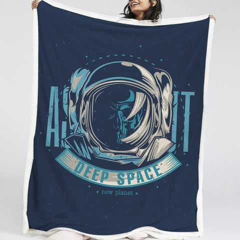 Image of Blue Astronaut On The Deep Space LKSPMA50 Sherpa Fleece Blanket