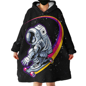 Astronaut With Colorful Skateboard LKSPMA51 Hoodie Wearable Blanket