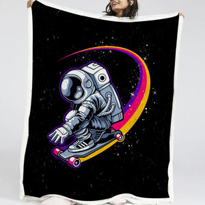 Astronaut With Colorful Skateboard LKSPMA51 Sherpa Fleece Blanket