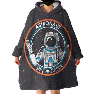 Black & White Astronaut LKSPMA52 Hoodie Wearable Blanket