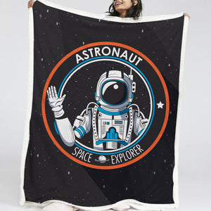 Black & White Astronaut LKSPMA52 Sherpa Fleece Blanket