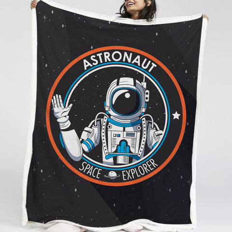 Image of Black & White Astronaut LKSPMA52 Sherpa Fleece Blanket