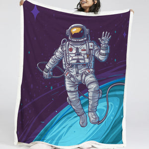 Cartoon Astronaut LKSPMA54 Sherpa Fleece Blanket