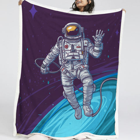 Image of Cartoon Astronaut LKSPMA54 Sherpa Fleece Blanket