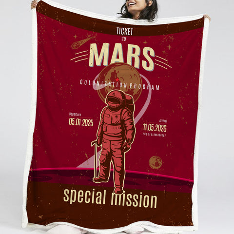 Image of Vintage Color Astronaut LKSPMA55 Sherpa Fleece Blanket