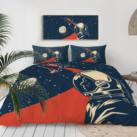 Image of Colorful Vintage Astronaut LKSPMA56 Bedding Set