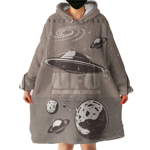 Image of Planet and UFO LKSPMA62 Hoodie Wearable Blanket