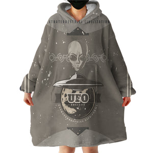 Gray-Brown Aliens LKSPMA66 Hoodie Wearable Blanket