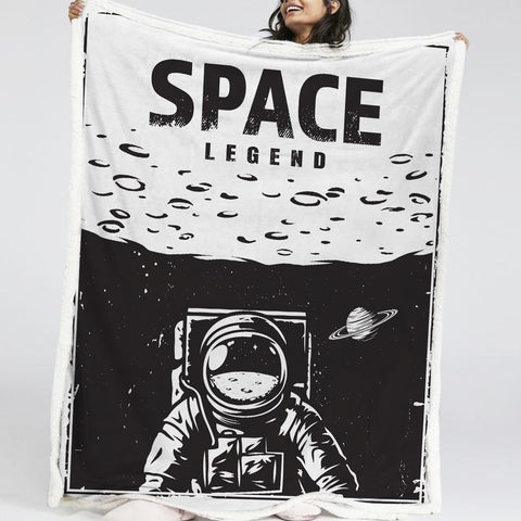 Image of Black & White Astronaut LKSPMA69 Sherpa Fleece Blanket