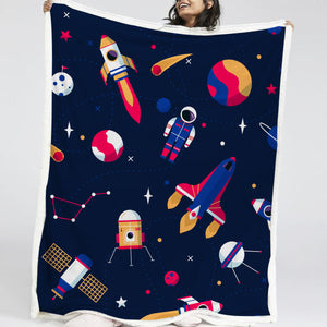 Colorful On The Galaxy LKSPMA72 Sherpa Fleece Blanket