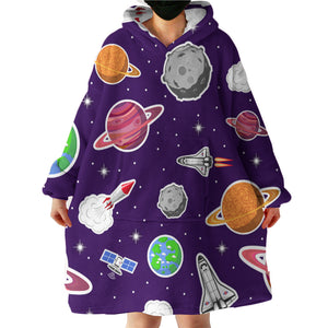 Mini Planets Picture LKSPMA75 Hoodie Wearable Blanket