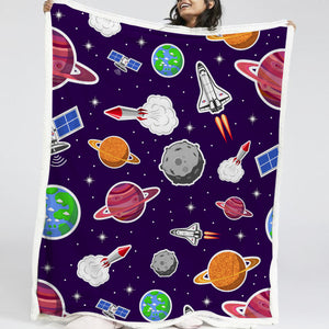 Mini Planets Picture LKSPMA75 Sherpa Fleece Blanket