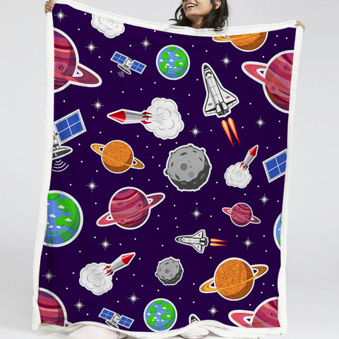 Image of Mini Planets Picture LKSPMA75 Sherpa Fleece Blanket