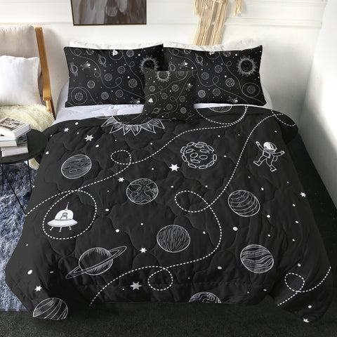 Image of Black And White Planets LKSPMA76 Comforter Set