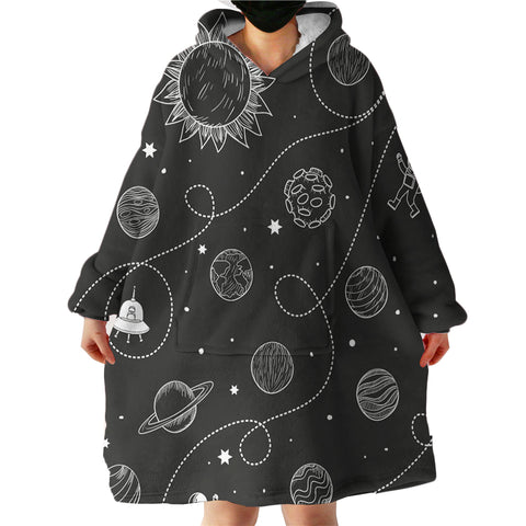 Image of Black And White Planets LKSPMA76 Hoodie Wearable Blanket