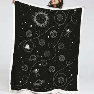 Black And White Planets LKSPMA76 Sherpa Fleece Blanket