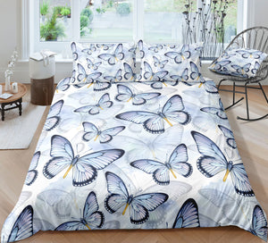 Light Blue Butterflies Bedding Set - Beddingify