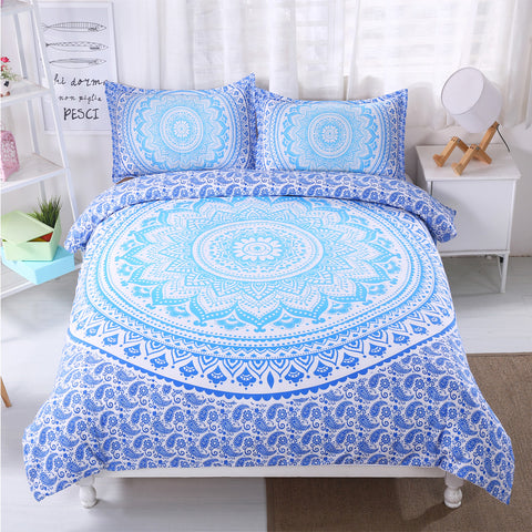 Image of Light Blue Mandala Pattern Bedding Set - Beddingify