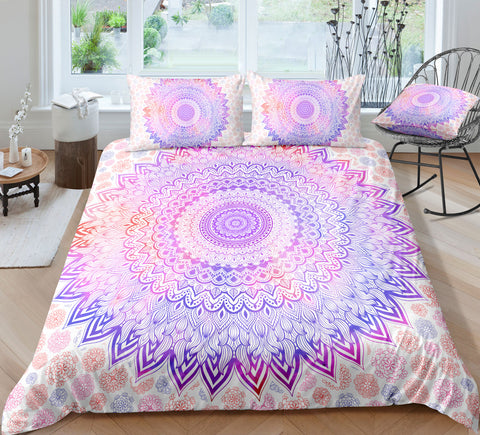 Image of Light Purple Flowers Mandala Pattern Bedding Set - Beddingify