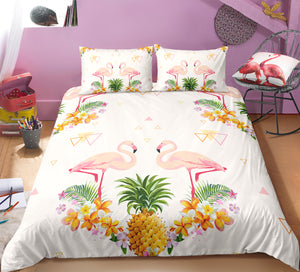 Pineapple and Flamingo Bedding Set - Beddingify