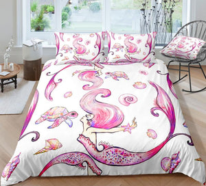 Pink Turtle and Mermaid Bedding Set - Beddingify