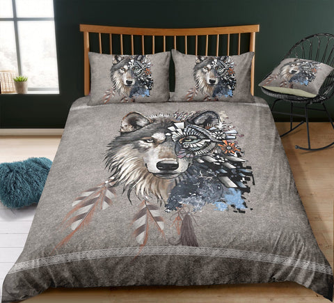 Image of Native Indian Mystic Wolf Comforter Set - Beddingify