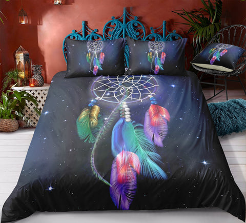 Image of Night Feather Dreamcatcher Comforter Set - Beddingify