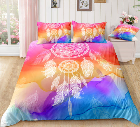 Image of Orange Blue Dreamcatcher Bedding Set - Beddingify