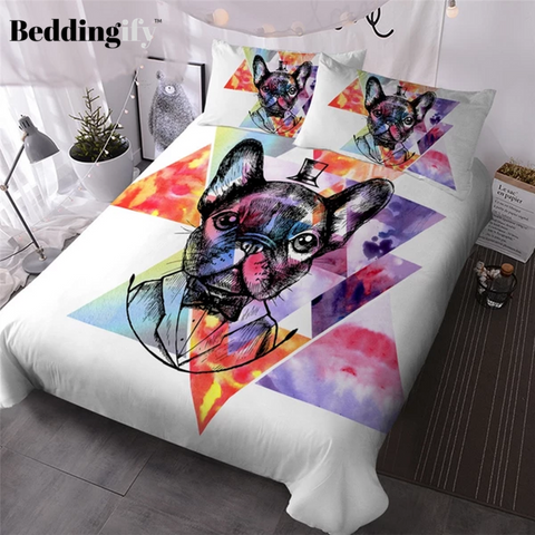 Image of Watercolor Pug Comforter Set - Beddingify